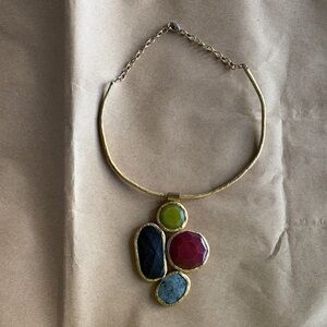 Elegant Gold and Multicolor Pendant Necklace